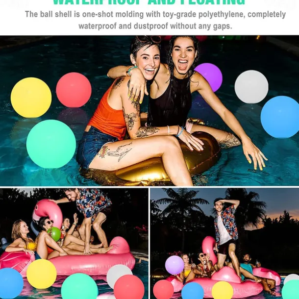16-Color LED Pool Floating Light, LED Glowing Beach Ball 40cm 60cm Remote Control Waterproof Inflatable Floating Pool Light Yard Lawn Party Lamp