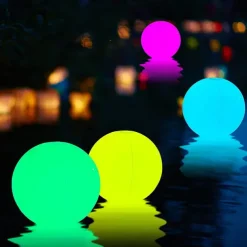 16-Color LED Pool Floating Light, LED Glowing Beach Ball 40cm 60cm Remote Control Waterproof Inflatable Floating Pool Light Yard Lawn Party Lamp