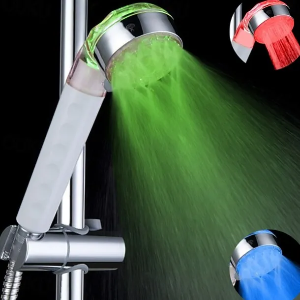 3-Color Temperature Sensitive LED Color Changing Hand Shower