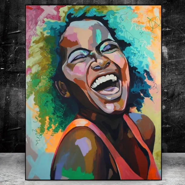 Colorful African Woman Smile Face Posters and Prints on Canvas Painting Black Girl Wall Art Picture for Living Room Decor