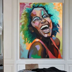 Colorful African Woman Smile Face Posters and Prints on Canvas Painting Black Girl Wall Art Picture for Living Room Decor