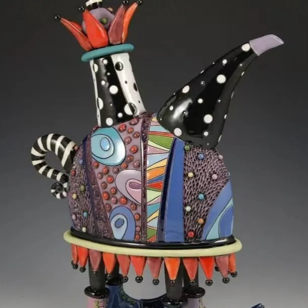 COLORFUL CREATIVE TEAPOT DECORATION, Colorful Resin Teapot Home rnaments