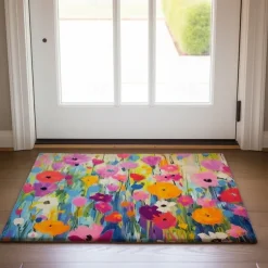 Colorful Flowers Doormat Floor Mats Washable Rugs Kitchen Mat Non-Slip Oil Proof Rug Indoor Outdoor Mat Bedroom Decor Bathroom Mat Entrance Rug