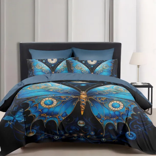 Colorful Imitation Fluorescent Butterfly Pattern Duvet Cover Set Comforter Set Soft 3-Piece Luxury Cotton Bedding Set Home Decor Gift King Queen Duvet Cover