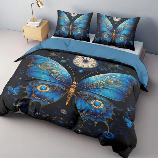 Colorful Imitation Fluorescent Butterfly Pattern Duvet Cover Set Comforter Set Soft 3-Piece Luxury Cotton Bedding Set Home Decor Gift King Queen Duvet Cover