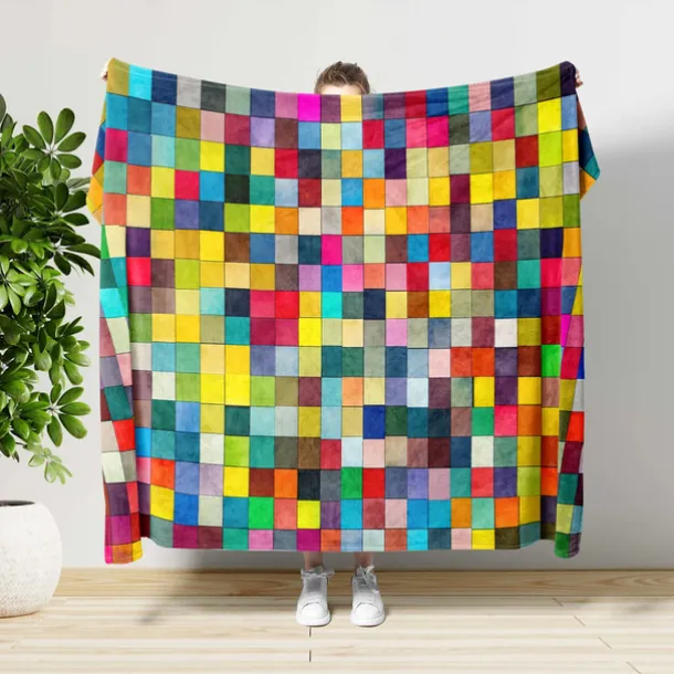 Colorful Mosaic Blanket Soft Cozy Lightweight Throw for Sofa Bed Couch or Travel Vibrant Multicolor Geometric Design Durable and Fade-Resistant Perfect for All-Season Use