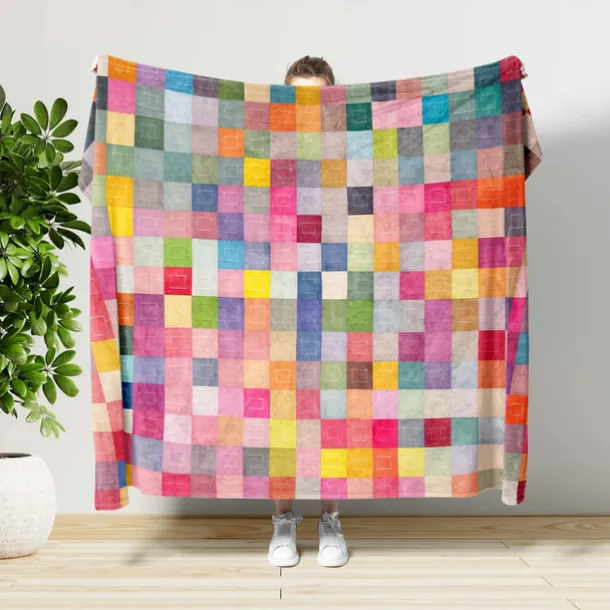Colorful Mosaic Blanket Soft Cozy Lightweight Throw for Sofa Bed Couch or Travel Vibrant Multicolor Geometric Design Durable and Fade-Resistant Perfect for All-Season Use