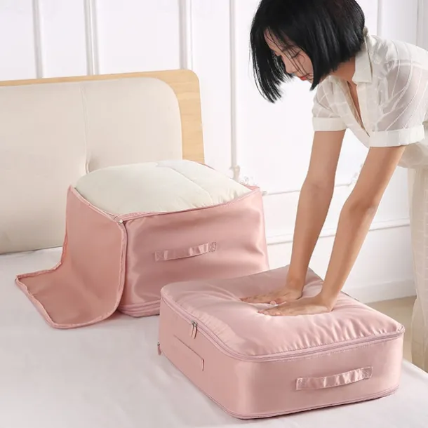 Comforter Storage Bags Ultra Space Saving Self Compression Organizer, Storage Bags for Blankets,Comforters, ClothesHeavy Duty Moving Bags, Storage Tote for Space Saving