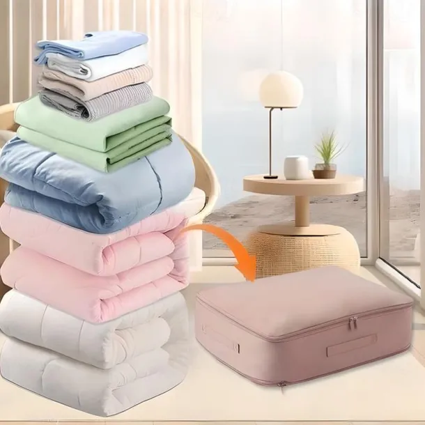 Comforter Storage Bags Ultra Space Saving Self Compression Organizer, Storage Bags for Blankets,Comforters, ClothesHeavy Duty Moving Bags, Storage Tote for Space Saving