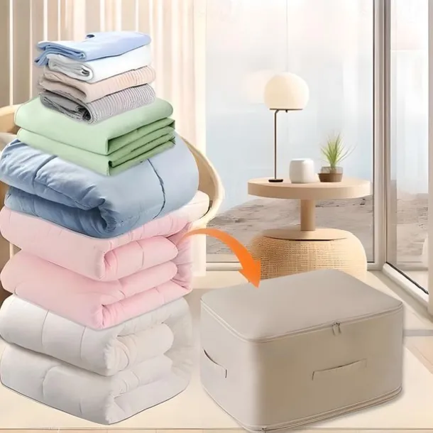 Comforter Storage Bags Ultra Space Saving Self Compression Organizer, Storage Bags for Blankets,Comforters, ClothesHeavy Duty Moving Bags, Storage Tote for Space Saving