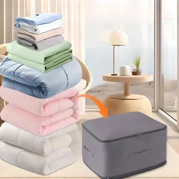 Comforter Storage Bags Ultra Space Saving Self Compression Organizer, Storage Bags for Blankets,Comforters, ClothesHeavy Duty Moving Bags, Storage Tote for Space Saving