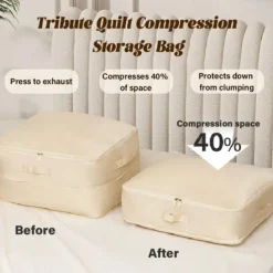 Comforter Storage Bags Ultra Space Saving Self Compression Organizer, Storage Bags for Blankets,Comforters, ClothesHeavy Duty Moving Bags, Storage Tote for Space Saving