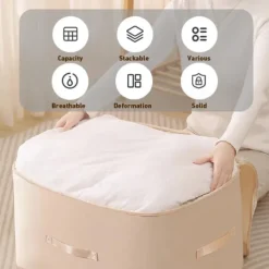 Comforter Storage Bags Ultra Space Saving Self Compression Organizer, Storage Bags for Blankets,Comforters, ClothesHeavy Duty Moving Bags, Storage Tote for Space Saving