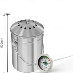 Compost Soil Gardening Thermometer Super-Long Stainless Steel Probe Fertilizer Test Thermometer 50cm