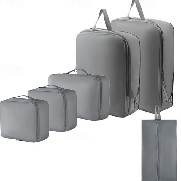 Compression Packing Cubes Set for Travel Luggage Storage and Organizer Space Savers, Digital, Toiletry, Makeup, Clothes, Shoes, Travel Bags