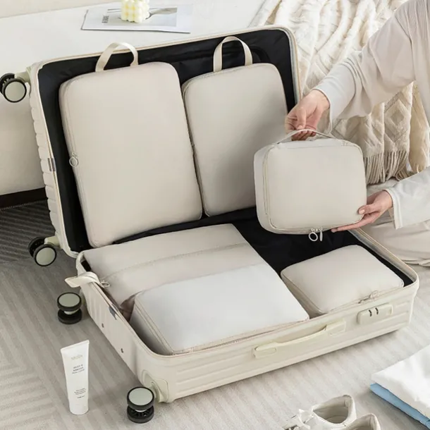 Compression Packing Cubes Set for Travel Luggage Storage and Organizer Space Savers, Digital, Toiletry, Makeup, Clothes, Shoes, Travel Bags