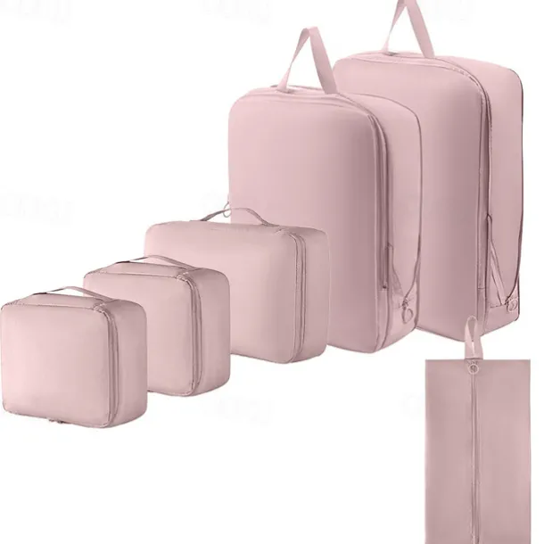 Compression Packing Cubes Set for Travel Luggage Storage and Organizer Space Savers, Digital, Toiletry, Makeup, Clothes, Shoes, Travel Bags