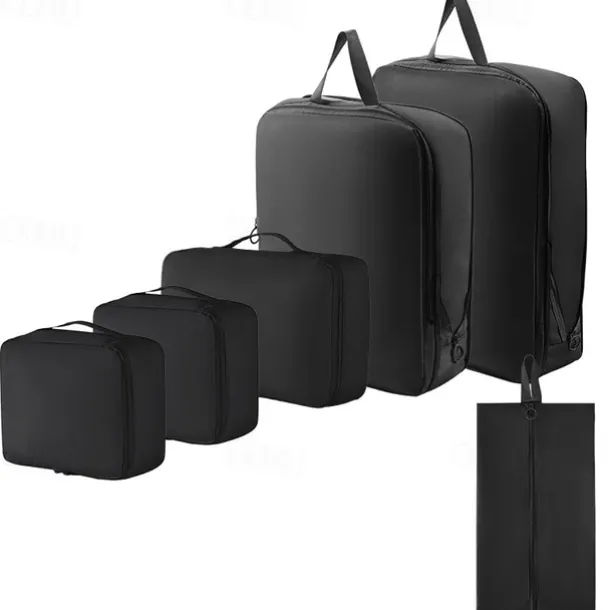 Compression Packing Cubes Set for Travel Luggage Storage and Organizer Space Savers, Digital, Toiletry, Makeup, Clothes, Shoes, Travel Bags