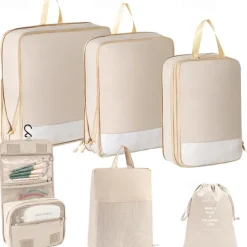 Compression Packing Cubes Set for Travel Luggage Storage and Organizer Space Savers, Clothes, Shoes, Digital Accessories, Toiletry Bags, Clothing Organizer Travel Bags