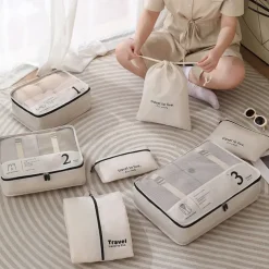 Compression Packing Cubes Set for Travel Luggage Storage and Organizer Space Savers, 7-Piece Travel Bags for Clothes, Shoes, Toiletries, Makeup, Digital Accessories, Dustproof Packing Organizers