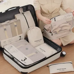 Compression Packing Cubes Set for Travel Luggage Storage and Organizer Space Savers, 7-Piece Travel Bags for Clothes, Shoes, Toiletries, Makeup, Digital Accessories, Dustproof Packing Organizers