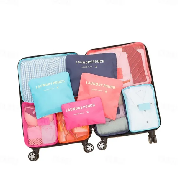 Compression Travel Packing Cubes Set for Luggage Storage and Backpack Organizer Space Savers, 6PCS Travel Storage Bag Set, Suitcase Packing Organizers for Clothes, Laundry Pouches