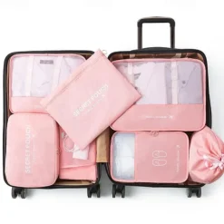 Compression Travel Packing Cubes Set for Luggage Storage and Backpack Organizer Space Savers, 7pcs Suitcase Organizer Bags, Large Capacity Clothing Storage for Travel