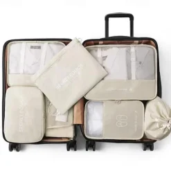 Compression Travel Packing Cubes Set for Luggage Storage and Backpack Organizer Space Savers, 7pcs Suitcase Organizer Bags, Large Capacity Clothing Storage for Travel