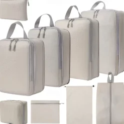 Compression Travel Packing Cubes Set for Luggage Storage and Backpack Organizer Space Savers, Digital, Toiletry, Makeup, Clothes, Shoes, Travel Bags