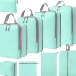 Compression Travel Packing Cubes Set for Luggage Storage and Backpack Organizer Space Savers, Digital, Toiletry, Makeup, Clothes, Shoes, Travel Bags