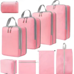 Compression Travel Packing Cubes Set for Luggage Storage and Backpack Organizer Space Savers, Digital, Toiletry, Makeup, Clothes, Shoes, Travel Bags