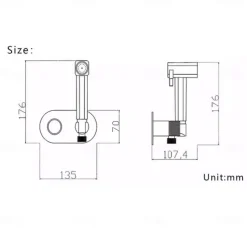 Concealed Bidet Sprayer 2Functions Water Flow Brass Valve Button Adjustable Cold/ Hot Mixer PVC HoseBrushed Gold Grey White