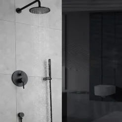 Concealed Shower Faucet Combo Set 8" Shower Head, Shower System Mixer Rough In Valve Rainfall High Pressure Head with Handheld, Wall Monted Tub and Shower Trim Kit Bathroom Bath