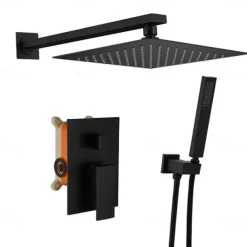 Concealed Shower Faucet Combo Set Black, 8