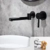 Concealed Wall Mount Bathroom Faucet Sink Mixer Basin Taps, Rotatable Washroom Vessel Single Handle Tap with Cold and Hot Hose