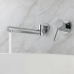 Concealed Wall Mount Bathroom Faucet Sink Mixer Basin Taps, Rotatable Washroom Vessel Single Handle Tap with Cold and Hot Hose
