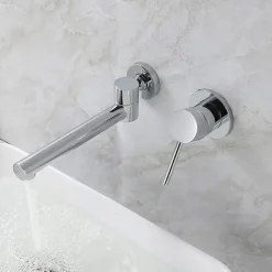 Concealed Wall Mount Bathroom Faucet Sink Mixer Basin Taps, Rotatable Washroom Vessel Single Handle Tap with Cold and Hot Hose