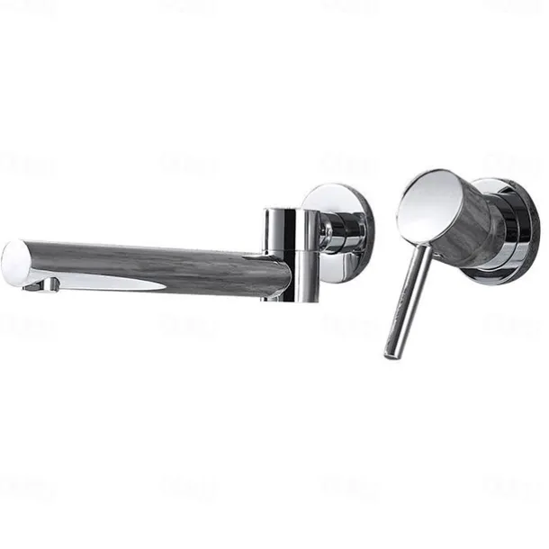 Concealed Wall Mount Bathroom Faucet Sink Mixer Basin Taps, Rotatable Washroom Vessel Single Handle Tap with Cold and Hot Hose