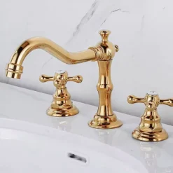 Contain Cold and Hot Switch Brass Bathroom Faucet Brushed Finish Antique Copper Two Handles Widespread Bathroom Sink Faucet