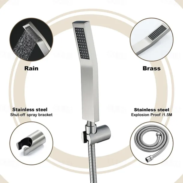 Contemporary Hand Shower Chrome / Brushed / Ti-PVD Feature - Shower, Shower Head / Stainless Steel / Brass / Yes