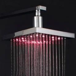 Contemporary Rain Shower,Wall Mounted Chrome Finish LED Color Changes with Water Temperature Rainfall Shower Top Spray