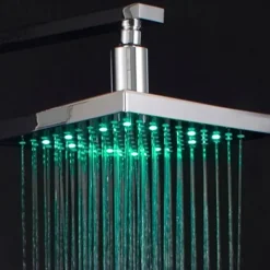 Contemporary Rain Shower,Wall Mounted Chrome Finish LED Color Changes with Water Temperature Rainfall Shower Top Spray