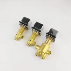 Contemporary Style Bathtub Faucet,LED Chrome Roman Tub Brass Valve Three Handles Five Holes Waterfall Bath Shower Mixer Taps with Hot and Cold Switch