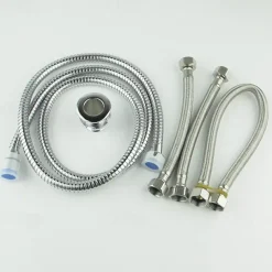 Contemporary Style Bathtub Faucet,LED Chrome Roman Tub Brass Valve Three Handles Five Holes Waterfall Bath Shower Mixer Taps with Hot and Cold Switch