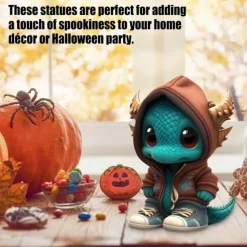 Cool Dragon Figures Halloween Dinosaur Statue Garden Dragon Sculpture Made of Resin Animal Figure Decoration for Outdoor Use Garden Decor Ornaments