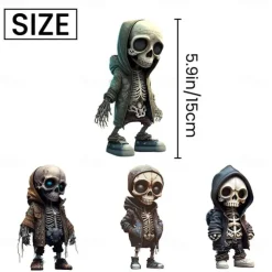 Cool Skeleton Figurines, Halloween Skull Statue Skeleton Doll Resin Crafts Ornaments, Fashion Mini Cool Skeleton Figurines Decor Skeleton Man Resin Statue Doll For Home Office Desk Decor