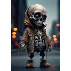Cool Skeleton Figurines, Halloween Skull Statue Skeleton Doll Resin Crafts Ornaments, Fashion Mini Cool Skeleton Figurines Decor Skeleton Man Resin Statue Doll For Home Office Desk Decor