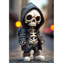Cool Skeleton Figurines, Halloween Skull Statue Skeleton Doll Resin Crafts Ornaments, Fashion Mini Cool Skeleton Figurines Decor Skeleton Man Resin Statue Doll For Home Office Desk Decor