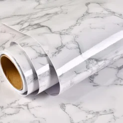 Cool Wallpapers 1 Roll White Black Marble, Oilproof High Temperature Resistant Peel And Stick, Waterproof, Easily Removable Self-Adhesive Film Covering Kitchen Countertop Cabinet Shelf Liner