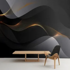 Cool Wallpapers Abstract Black Wallpaper Wall Mural Geometric 3D Home Decoration Comtemporary Abstract Wall Covering, Canvas PVC/Vinyl Material Adhesive required Mural, Room Wallcovering